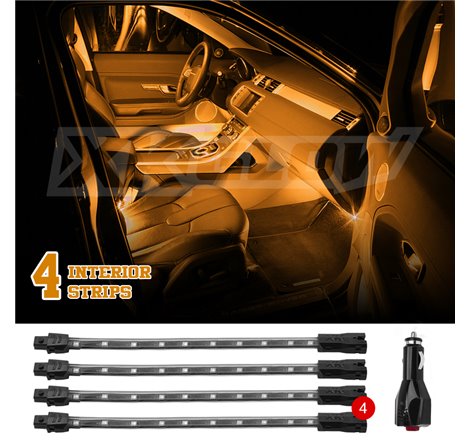 XK Glow Single Color XKGLOW UnderglowLED Accent Light Car/Truck Kit Amber - 4x8In