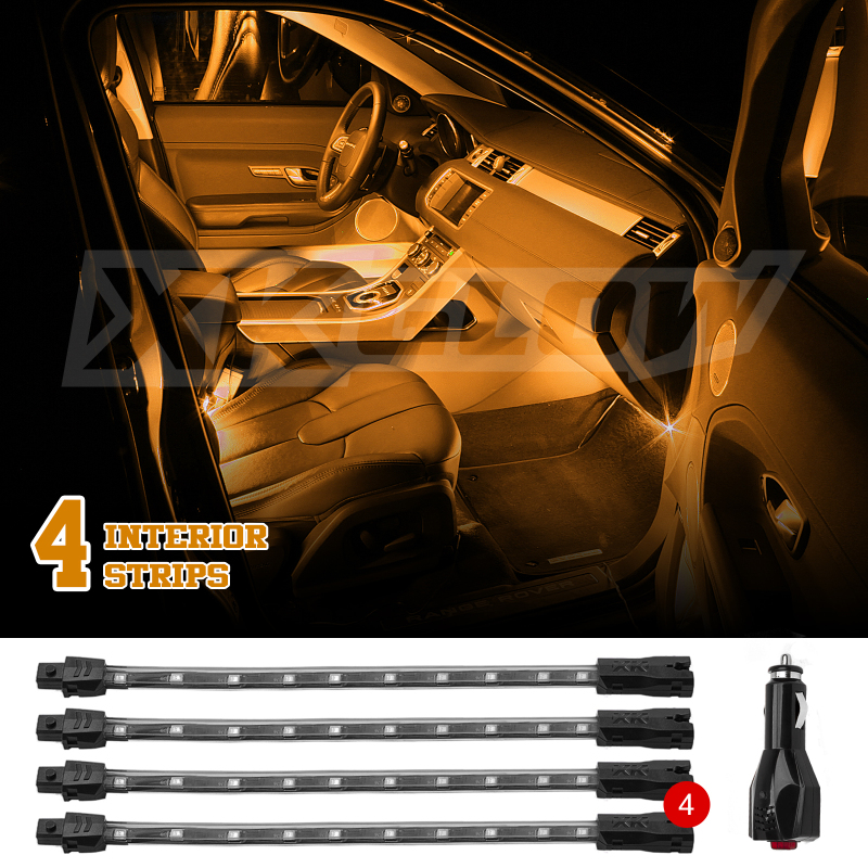 XK Glow Single Color XKGLOW UnderglowLED Accent Light Car/Truck Kit Amber - 4x8In