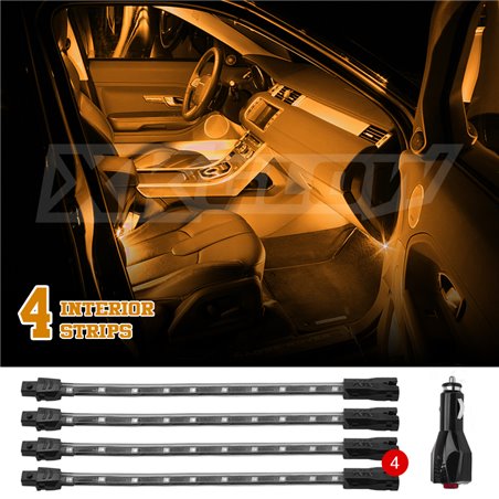 XK Glow Single Color XKGLOW UnderglowLED Accent Light Car/Truck Kit Amber - 4x8In