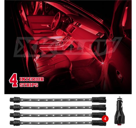 XK Glow Single Color XKGLOW UnderglowLED Accent Light Car/Truck Kit Red - 4x8In