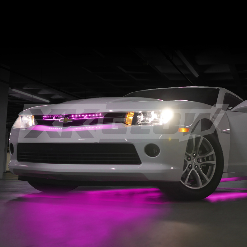 XK Glow Strip Single Color Underglow LED Accent Light Car/Truck Kit Pink - 8x24In Tube Car + 4x8In