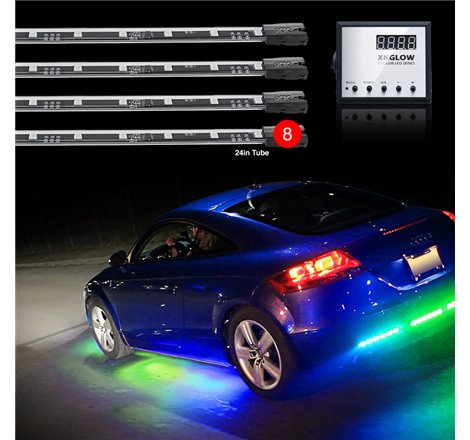 XK Glow 3 Million Color XKGLOW LED Accent Light Car/Truck Kit 8x24In Tubes