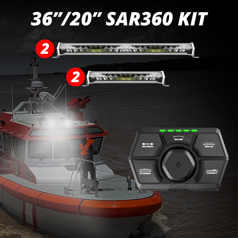 XK Glow SAR360 Light Bar Kit Emergency Search and Rescue Light System White (2)36In (2)20In