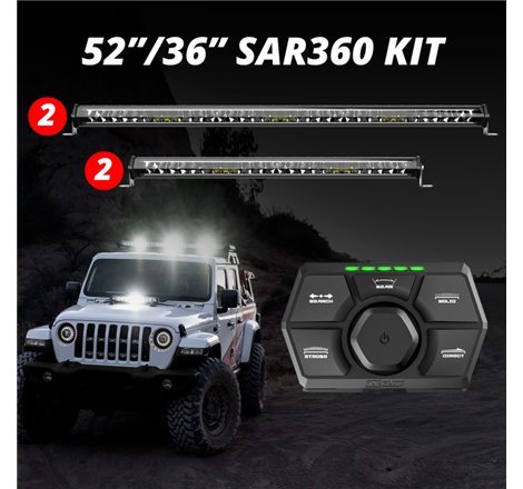 XK Glow SAR360 Light Bar Kit Emergency Search and Rescue Light System White (2)52In (2)36In