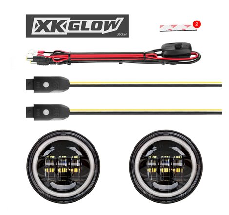 XK Glow 4.5In Black RGB LED Harley Running Light XKchrome Bluetooth App Controlled Kit