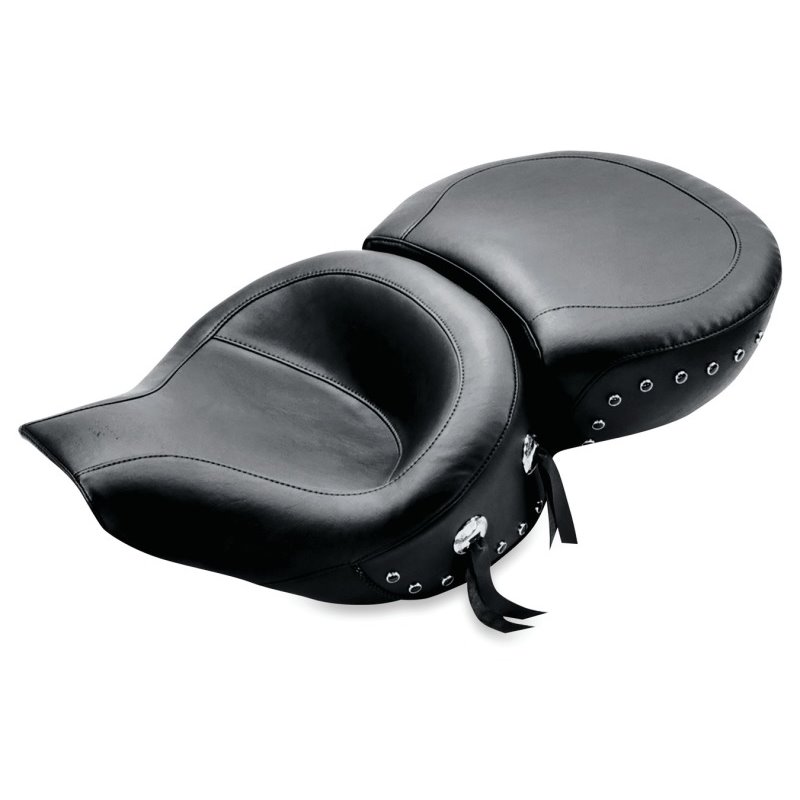 Mustang 94-96 Harley Road King Standard Touring 1PC Seat w/Black Pearl Studs - Black