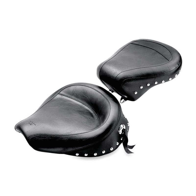 Mustang 91-05 Harley Dyna Wide Touring Passenger Seat w/Studs - Black