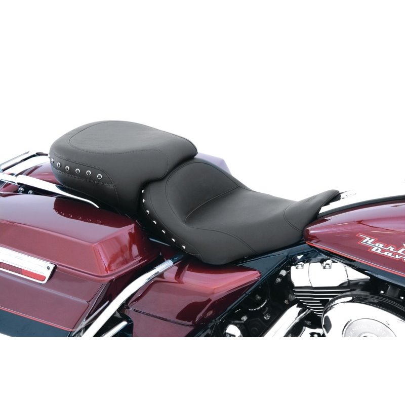 Mustang 97-07 Harley Rd King,06-07 Str Glide,00-05 Eagle Tripper Passenger Seat w/Studs - Black