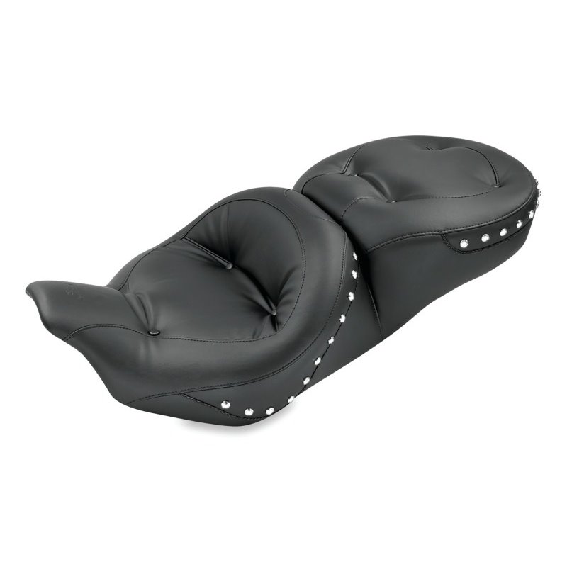 Mustang 08-21 Harley Electra Glide,Rd Glide,Rd King,Street Glide Std Tour 1PC Seat w/Studs - Black