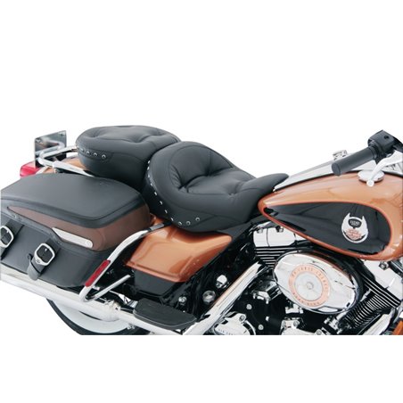 Mustang 08-21 Harley Electra Glide,Rd Glide,Rd King,Street Glide 1PC Seat w/Blk Pearl Studs - Black