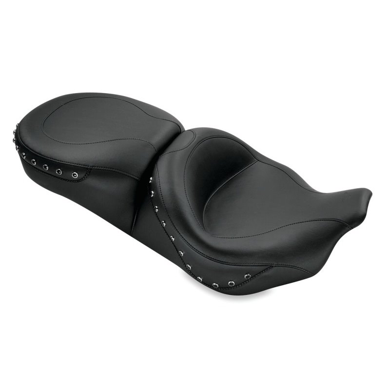 Mustang 08-21 Electra Glide,Rd Glide,Rd King,Str Glide Touring 1PC Seat w/ Blk Pearl Studs - Black