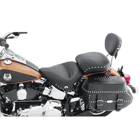 Mustang 06-17 Harley Softail Wide Tire (200mm) Std Touring,Wide Touring Pass Seat w/Studs - Black