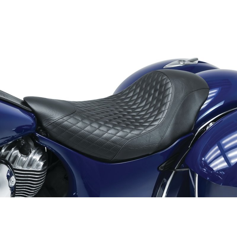 Mustang 14-21 Indian Chieftain,Chief,Dark Horse,Master,Indian Cafe Solo Seat w/Diam Stitch - Black