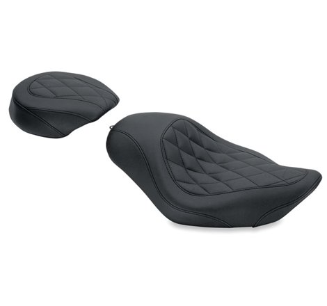 Mustang 04-21 Harley Sportster Wide Tripper Solo Seat Diamond Stitch - Black