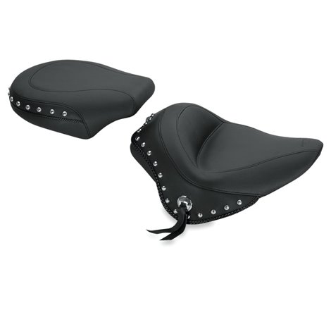 Mustang 11-13 Harley Blackline,12-17 Slim/Slim S Wide Stud Touring Solo Seat w/Studs - Black