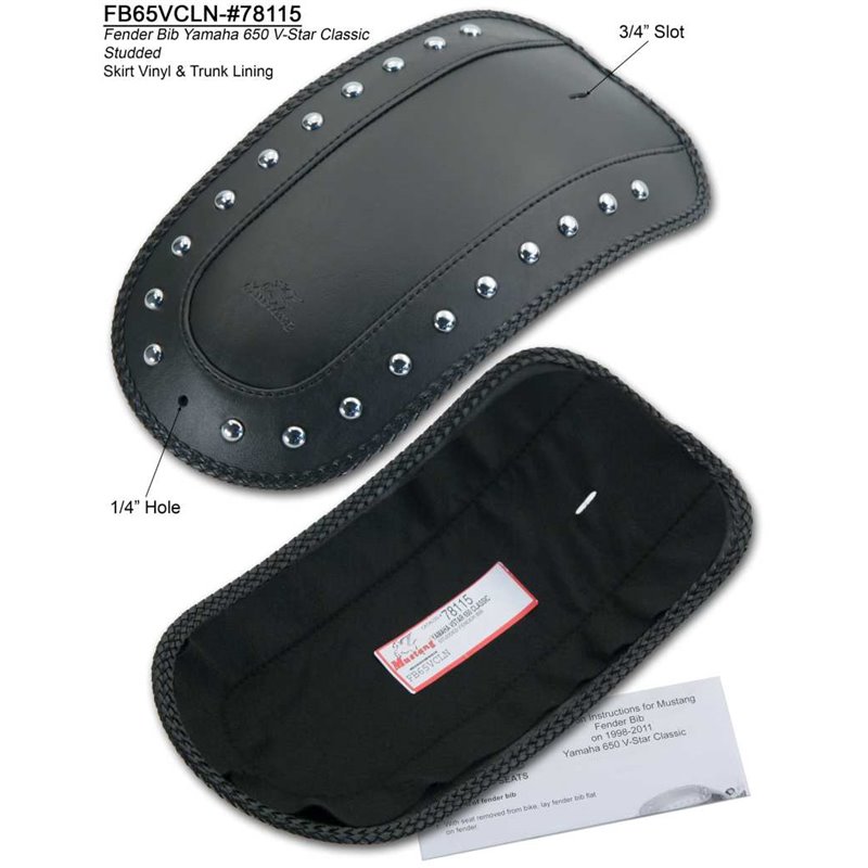 Mustang 98-11 Yamaha V-Star Classic Fender Bib w/Studs - Black