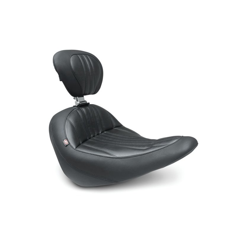 Mustang 18-21 Harley Low Rider, Sport Glide Standard Touring Solo Seat w/Driver Backrest - Black