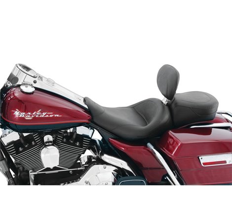 Mustang 97-07 Harley Rd King, 06-07 Str Glide, 00-05 Eagle Std Solo Seat W/Driver Backrest - Black