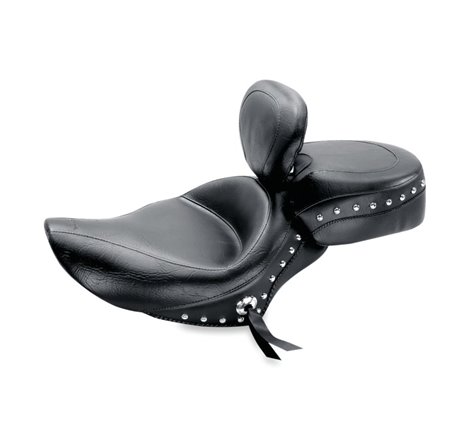 Mustang 04-21 Harley Sportster Wide Touring Solo Seat w/Driver Backrest Studs - Black