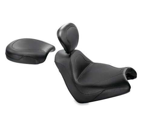 Mustang 05-08 Honda VTX1800F Sport Touring Solo Seat w/Driver Backrest - Black