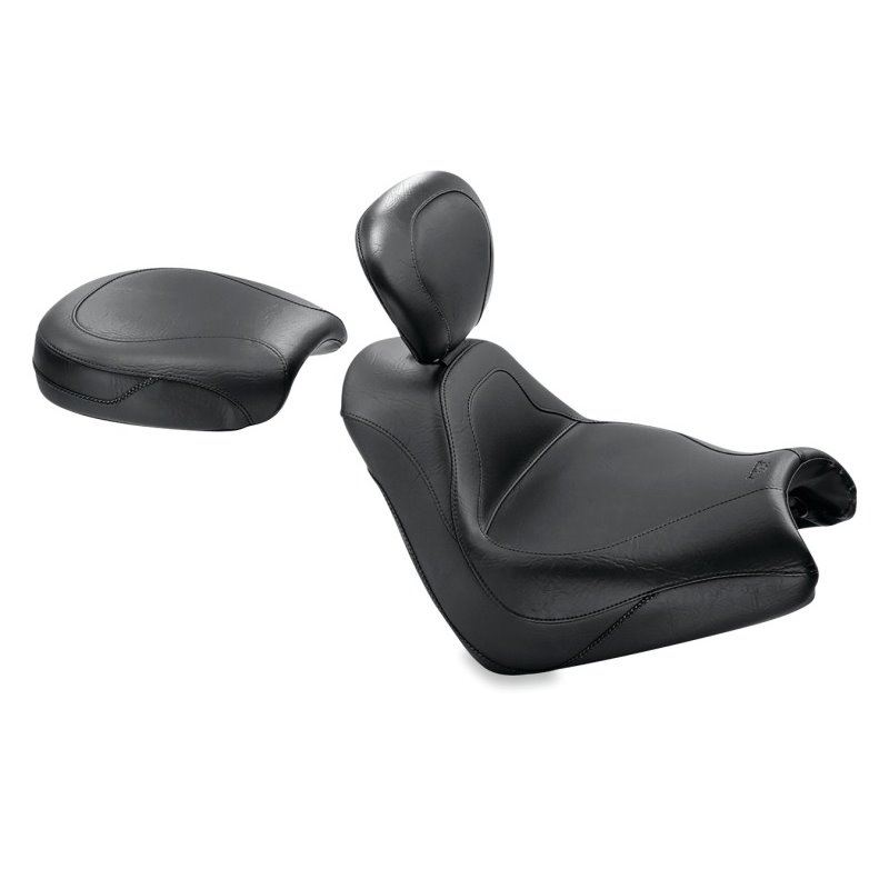 Mustang 05-08 Honda VTX1800F Sport Touring Solo Seat w/Driver Backrest - Black