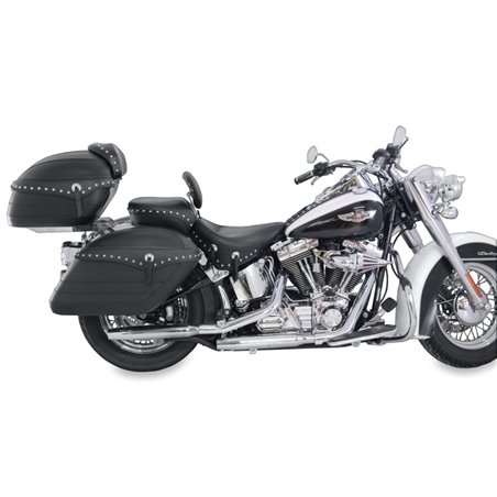 Mustang 06-17 Harley Softail Wide Tire(200mm)Wide Tour Solo Seat w/Driver Backrest Studs - Black