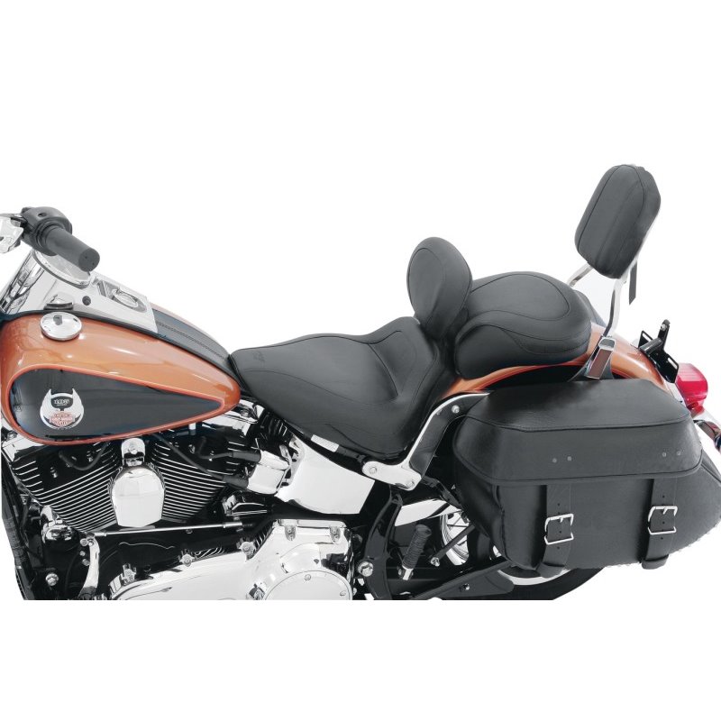 Mustang 06-17 Harley Softail Wide Tire (200mm) Sport Touring Solo Seat w/Driver Backrest - Black