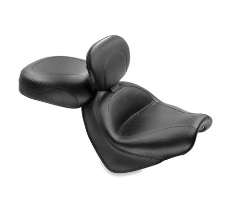 Mustang 04-09 Honda VTX1300C Wide Touring 2PC Seat w/Driver Backrest - Black