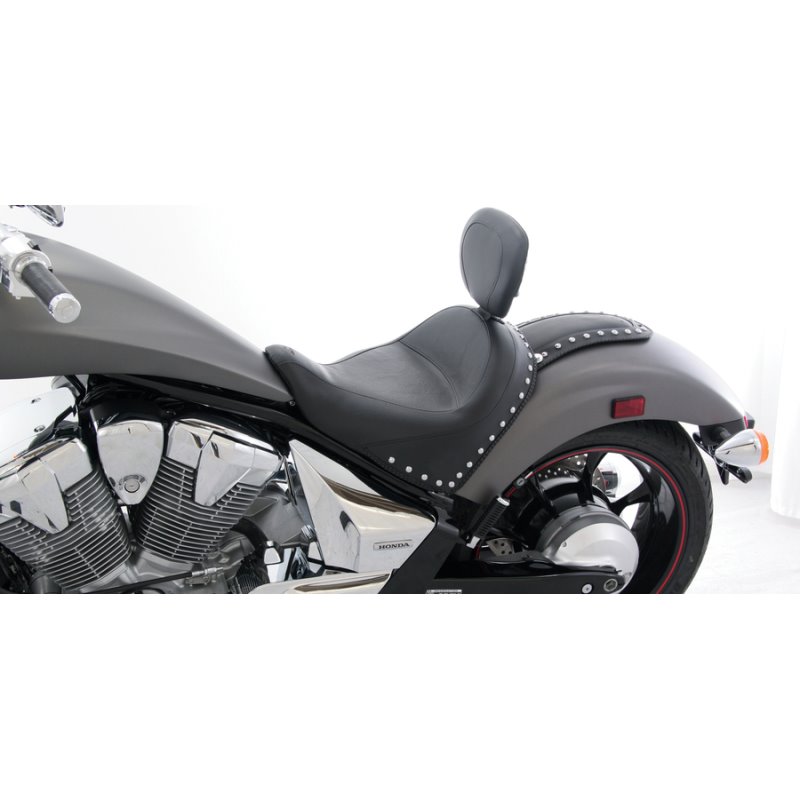 Mustang 10-21 Honda VT1300CX Fury Wide Touring Solo Seat w/Driver Backrest Studs - Black