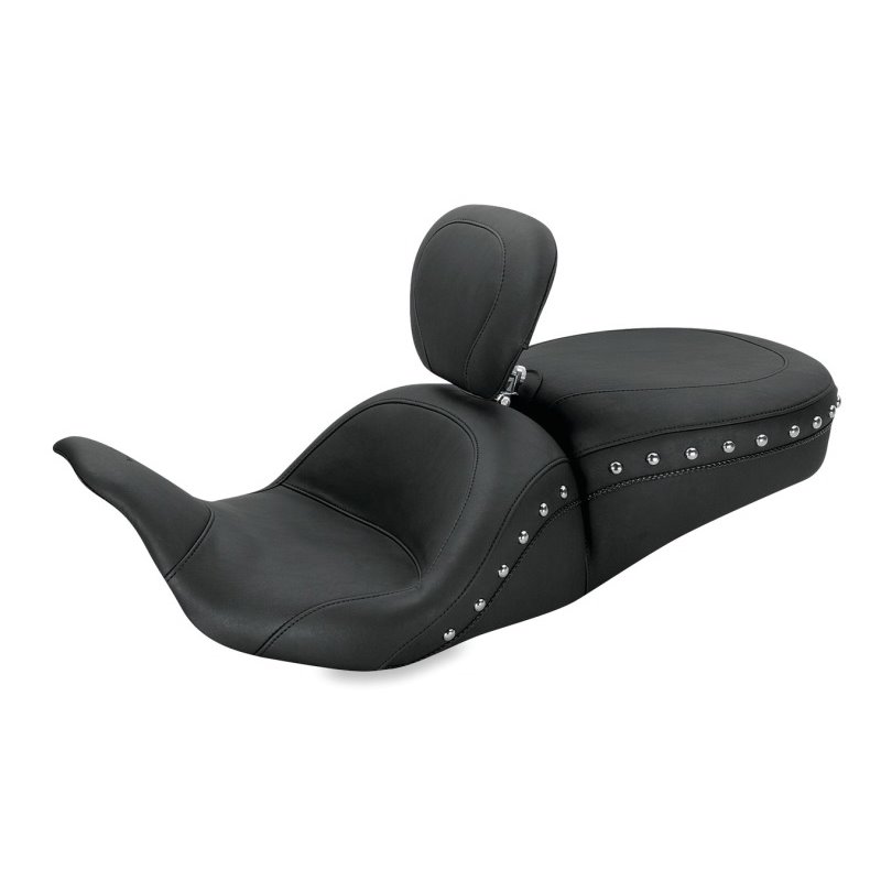 Mustang 08-21 Harley Electra Glide, Rd Glide, Rd King, Glide Lowdown 1PC Seat w/DBR Studs - Black