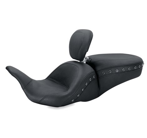 Mustang 08-21 Harley Electra Glide, Rd Glide, Rd King, Glide Lowdown 1PC Seat w/DBR Pearls - Black