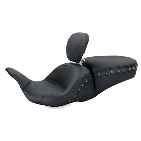 Mustang 08-21 Harley Electra Glide, Rd Glide, Rd King, Glide Lowdown 1PC Seat w/DBR Pearls - Black