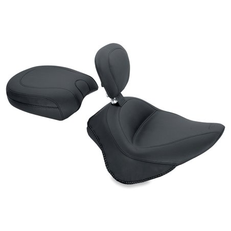 Mustang 11-13 Harley Blackline,12-17 Slim/Slim S Wide Touring Solo Seat w/Driver Backrest - Black