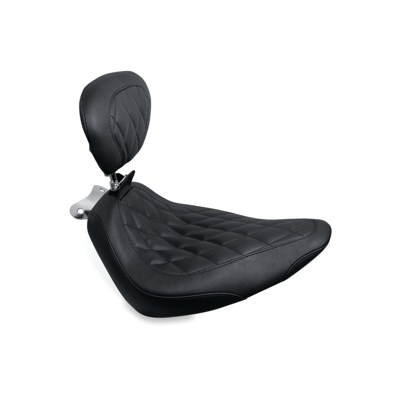 Mustang 00-15 Harley Softail Standard Rear Tire Wide Tripper Solo Seat w/Driver Backrest - Black