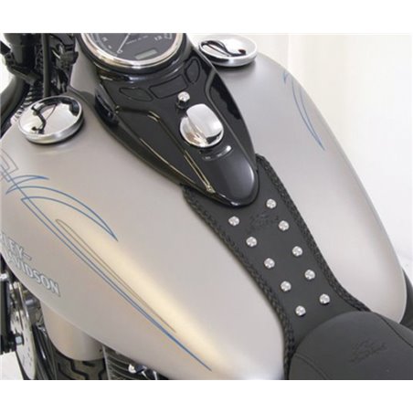 Mustang 08-13 Harley FLSTB,09-15 FLSTBC Softail Tank Bib w/Studs - Black