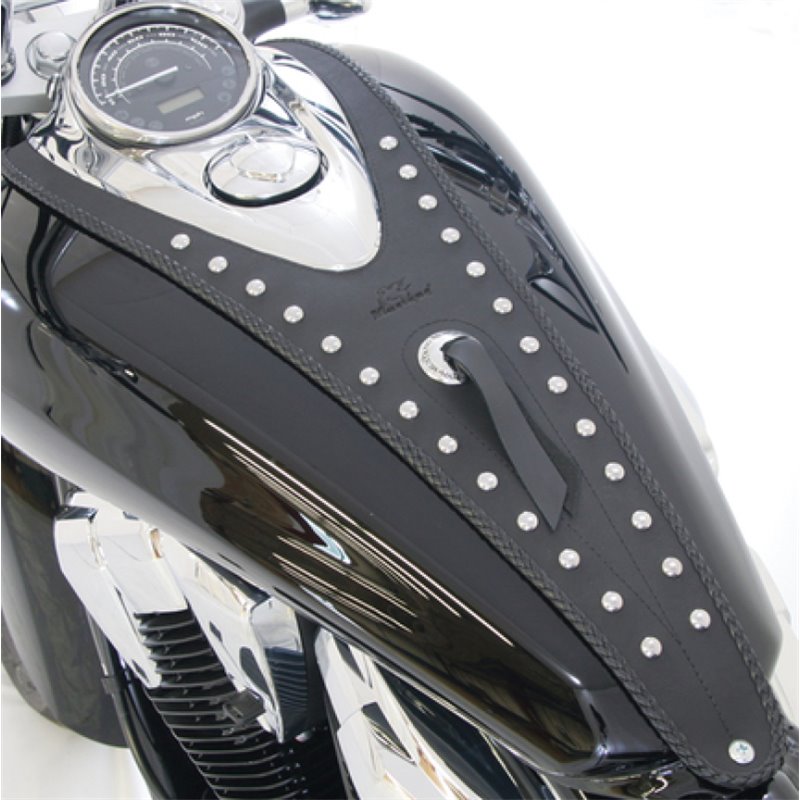 Mustang 10-14 Honda VT1300C Sabre, 10-16 VT1300C Stateline Cruiser Tank Bib w/Studs - Black