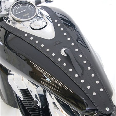 Mustang 10-14 Honda VT1300C Sabre, 10-16 VT1300C Stateline Cruiser Tank Bib w/Studs - Black