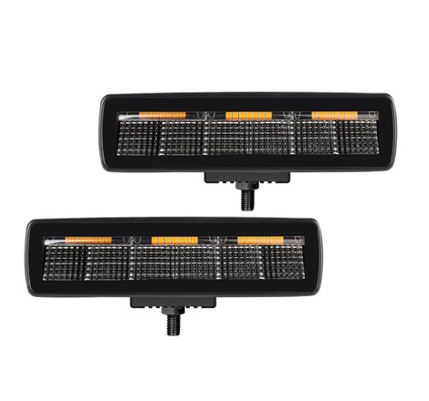 Go Rhino Xplor Blackout Combo Series Sixline LED Flood Lights w/Amber (Surface Mount) - Blk (Pair)