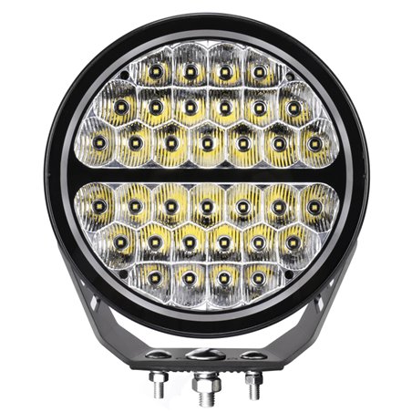 Go Rhino Xplor Blackout Series Round LED Sgl Driving Kit w/DRL (Surface/Thread Stud Mnt) 9in. - Blk