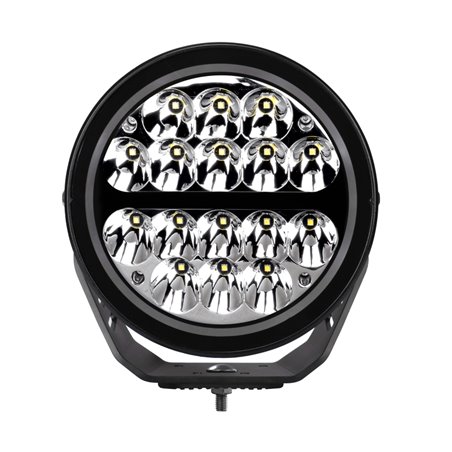 Go Rhino Xplor Blackout Series Round LED Driving Light w/DRL (Surface/Threaded Stud Mnt) 7in. - Blk