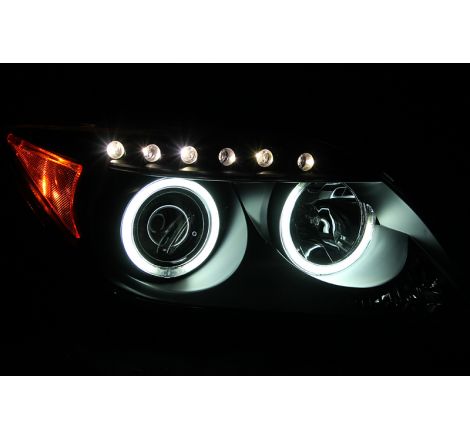 ANZO 2005-2010 Scion Tc Projector Headlights w/ Halo Black (CCFL)