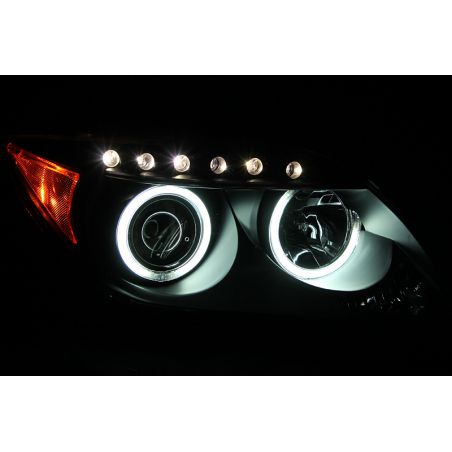 ANZO 2005-2010 Scion Tc Projector Headlights w/ Halo Black (CCFL)