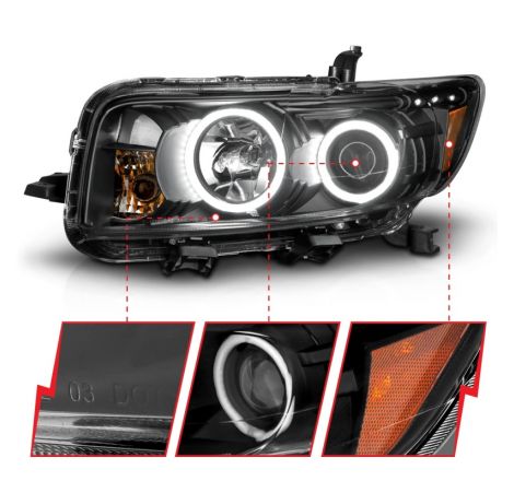 ANZO 2008-2010 Scion Xb Projector Headlights w/ Halo Black