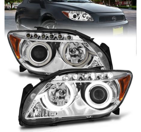 ANZO 2005-2010 Scion Tc Projector Headlights w/ Halo Chrome (CCFL)