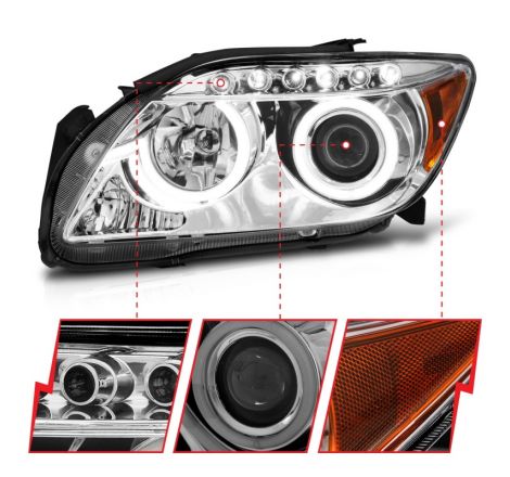 ANZO 2005-2010 Scion Tc Projector Headlights w/ Halo Chrome (CCFL)