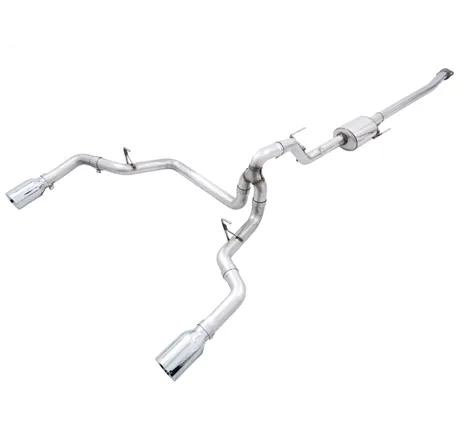 AWE 0FG 21+ Ford F150 Dual Split Rear Exhaust - 5in Chrome Silver Tips