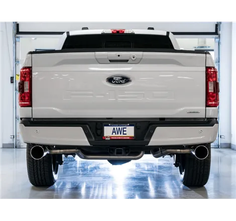 AWE 0FG 21+ Ford F150 Dual Split Rear Exhaust - 5in Chrome Silver Tips