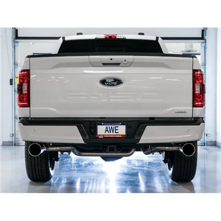 AWE 0FG 21+ Ford F150 Dual Split Rear Exhaust - 5in Chrome Silver Tips