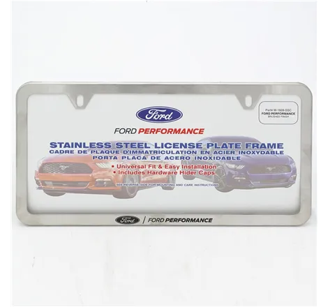 Ford Racing Slim License Plate Frame - Brushed Stainless Steel