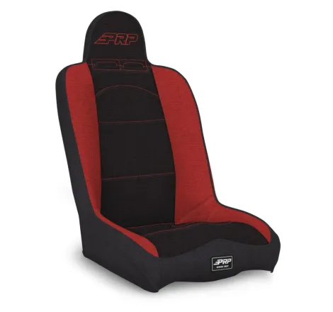 PRP Daily Driver High Back Suspension Seat (Two Neck Slots) - Black/Red